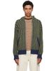 Cawley Cawley Green & Navy Ribbed Zip-Up Hoodie - 1