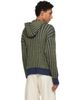 Cawley Cawley Green & Navy Ribbed Zip-Up Hoodie - 3