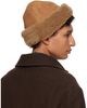 Cawley Cawley Tan Suede Back Curly Hair Sheepskin Beanie - 3