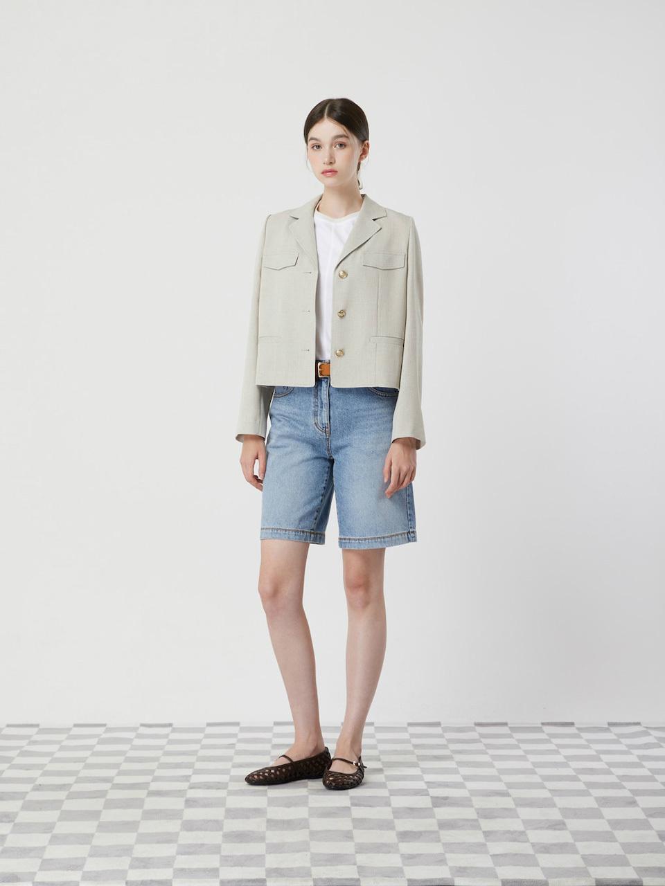 CC collect 3-Button Single Tweed Blazer (C252MSF333)