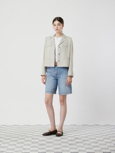 CC collect 3-Button Single Tweed Blazer (C252MSF333)