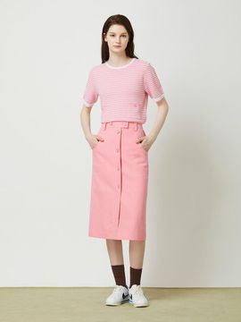 CC collect Button Point H-line Midi Skirt - Pink