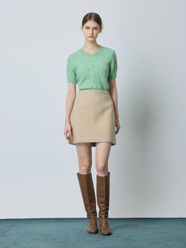 CC collect Cashmere Blend Semi A-line Mini Skirt [Beige] (BE_C244MSD001)