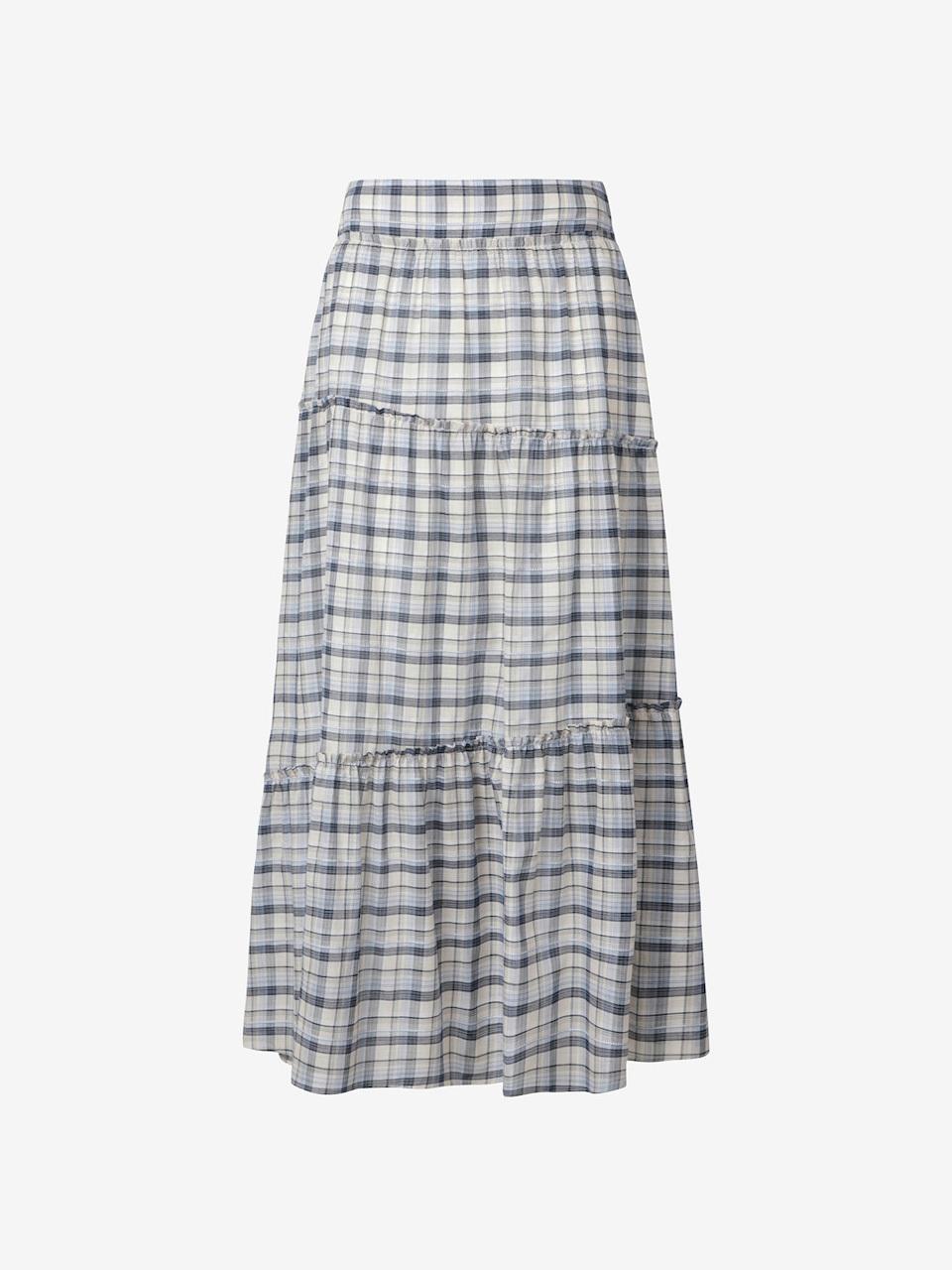 CC collect Check Pattern Elastic Waist Long Skirt (C252MSD036)