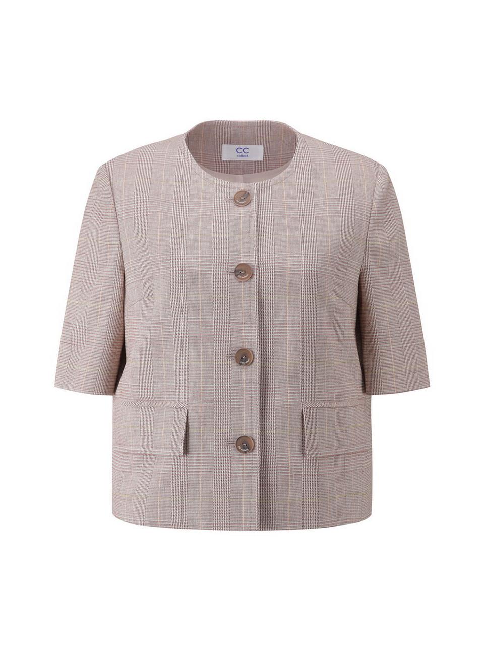 CC collect Collarless Glen Check Jacket PK_C243MSF004