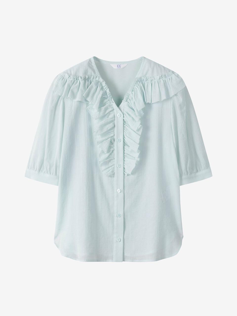 CC collect Crinkle Cotton Ruffle Blouse (C252MSC051)