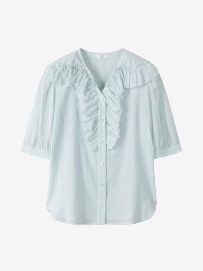 CC collect Crinkle Cotton Ruffle Blouse (C252MSC051)