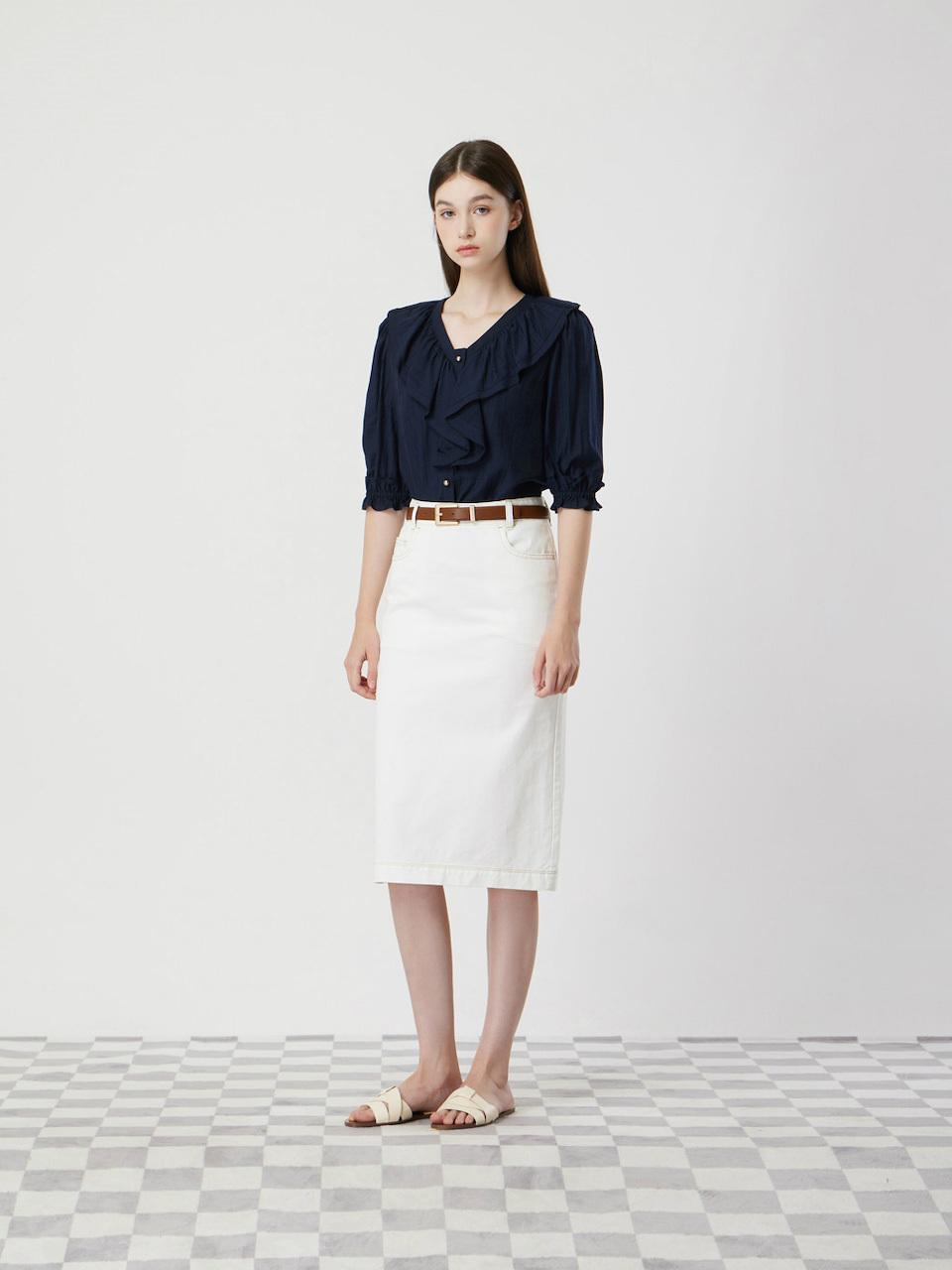 CC collect Crinkle Ruffle Collar Blouse (DN C252MSC039)