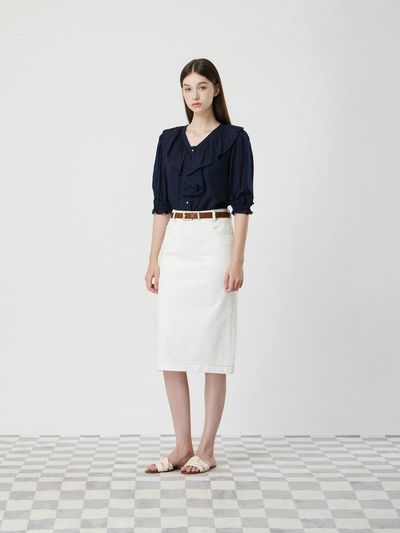 CC collect Crinkle Ruffle Collar Blouse (DN C252MSC039)