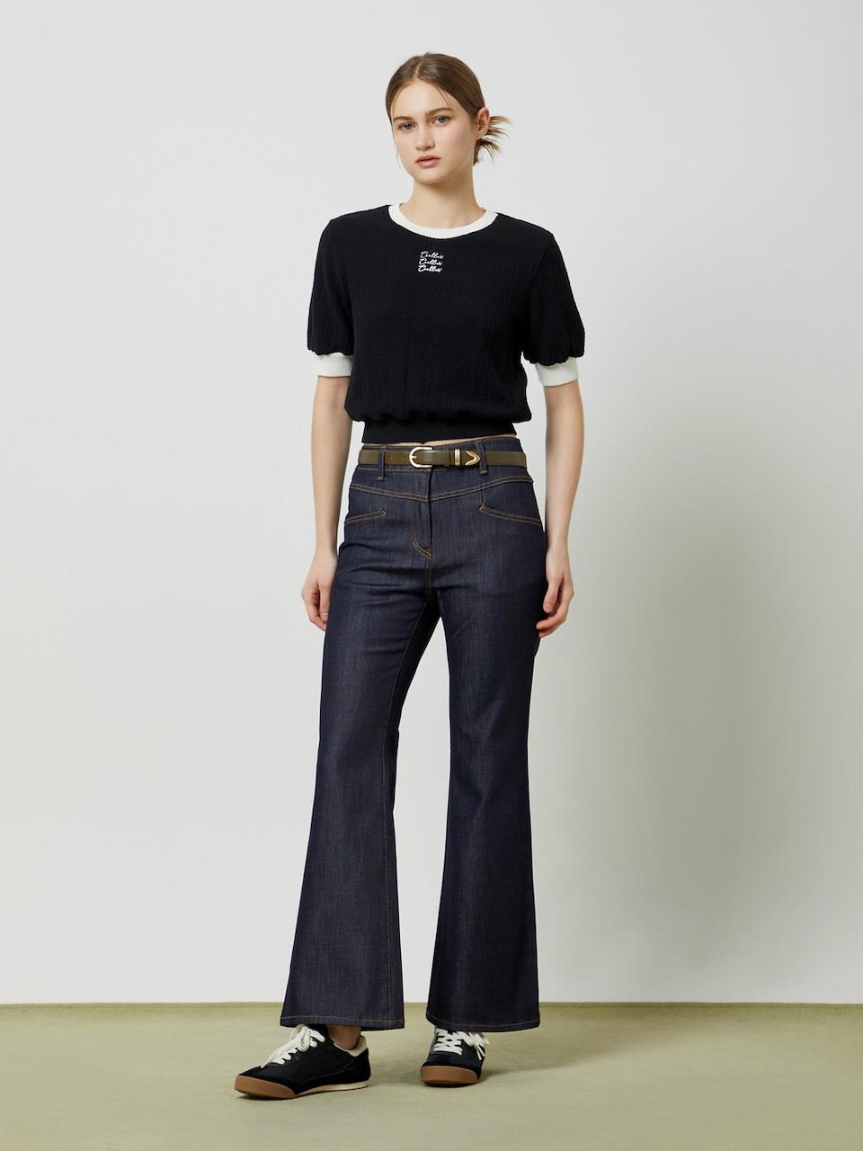 CC collect Diagonal Line Bootcut Denim Pants IN_C243PSA403