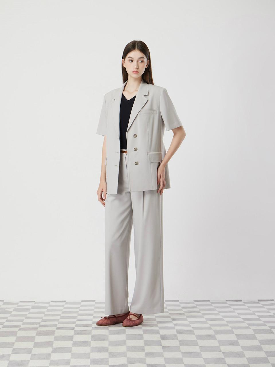 CC collect Half-sleeve Belted Single Blazer (C252MSF336)