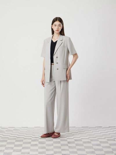 CC collect Half-sleeve Belted Single Blazer (C252MSF336)
