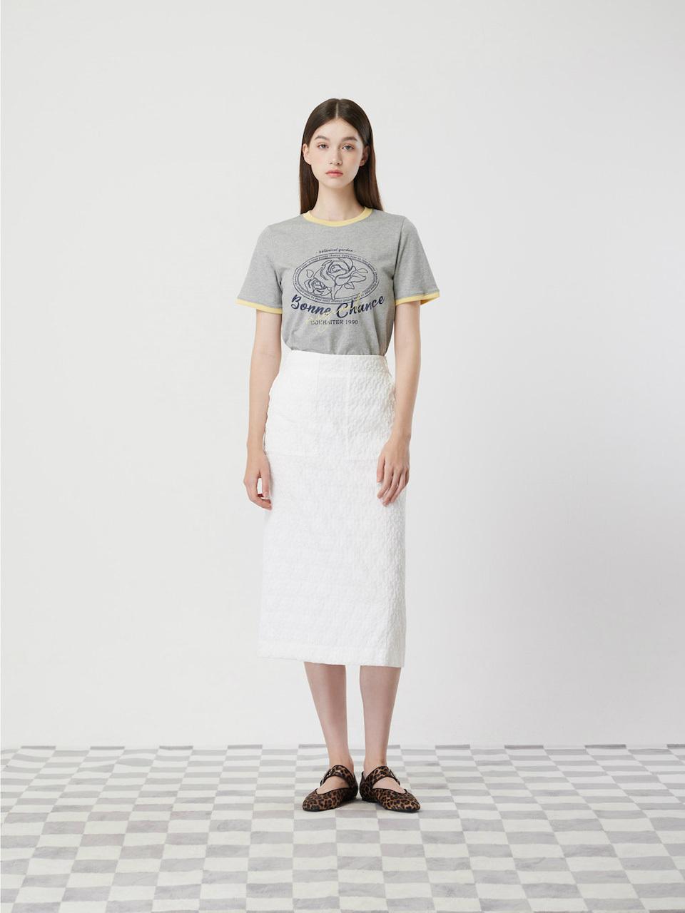 CC collect Jacquard Pencil Skirt [WH] (C252MSD041)
