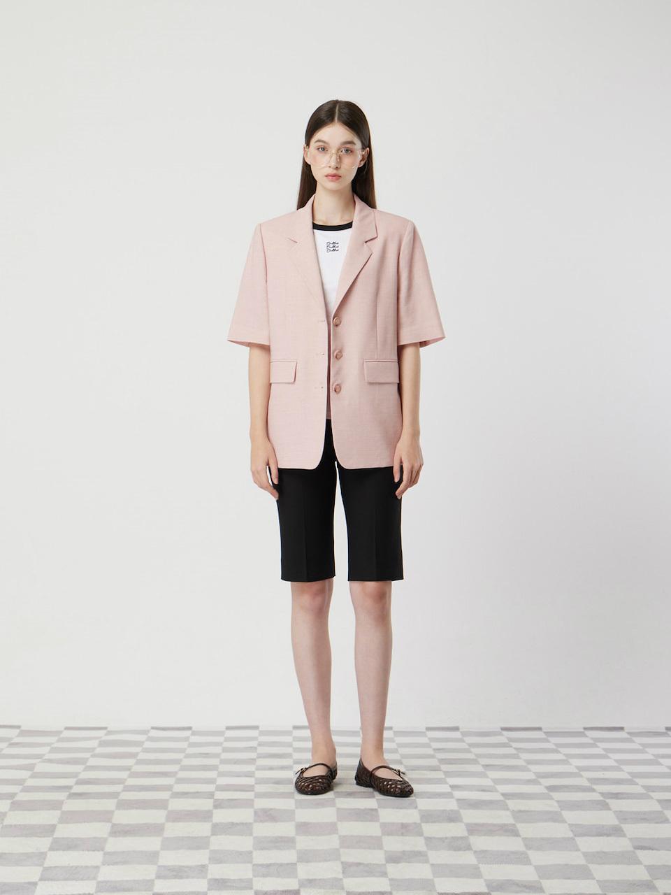 CC collect Linen Blend Half-Sleeve Single Jacket [PK] (C252MSF135)