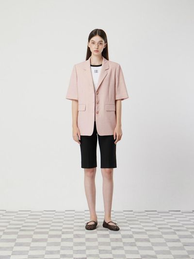 CC collect Linen Blend Half-Sleeve Single Jacket [PK] (C252MSF135)