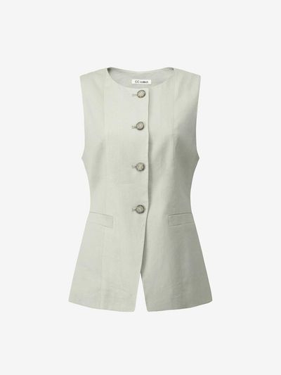 CC collect Linen Blend Round Neck Vest Blouse (MT C252MSB032)