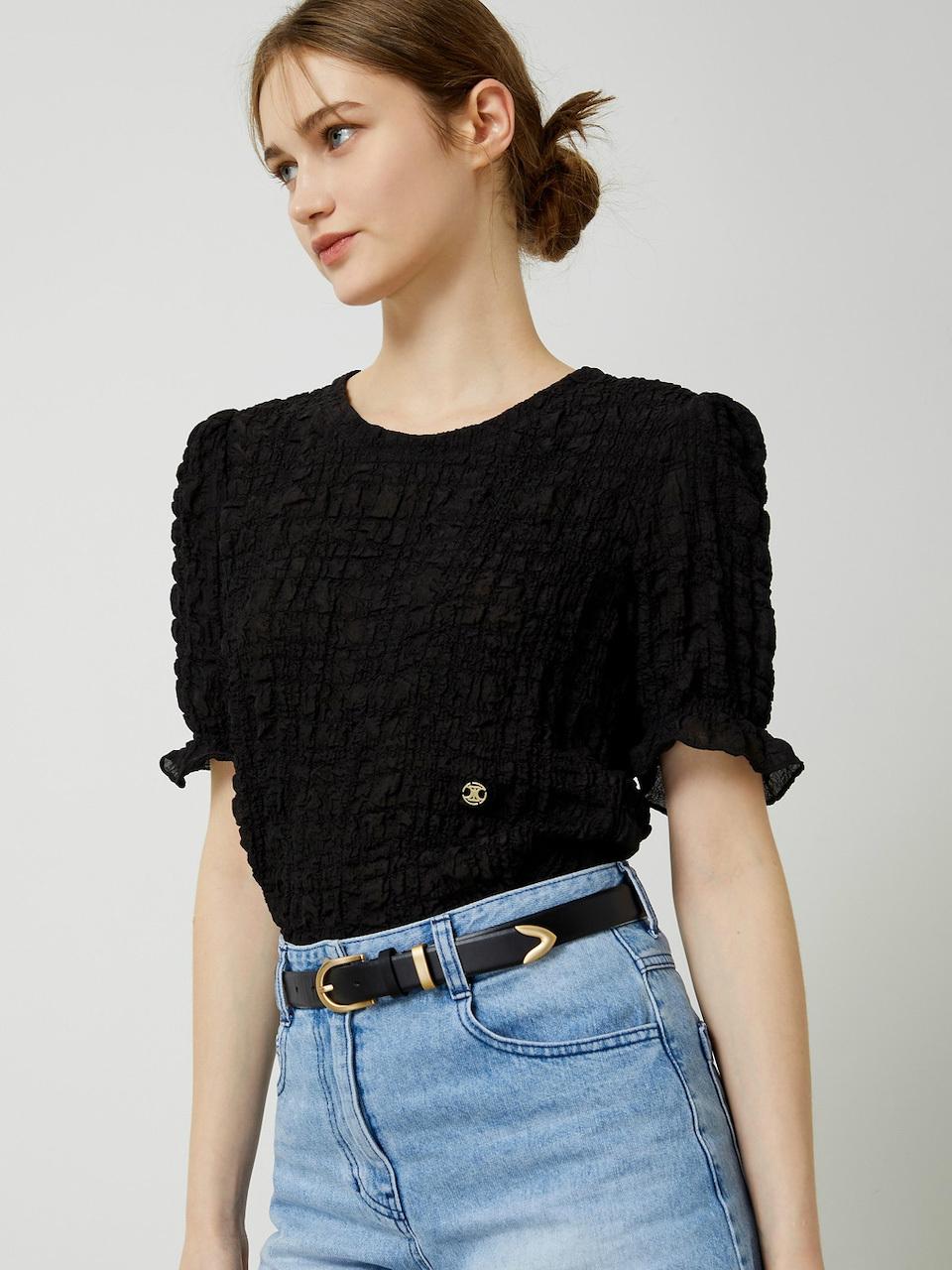 CC collect Logo Embossed Blouse [BK] (C252PSC141)