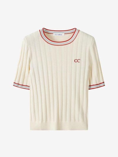 CC collect Logo Embroidered Half-Sleeve Pullover Sweater (C252KSK035)