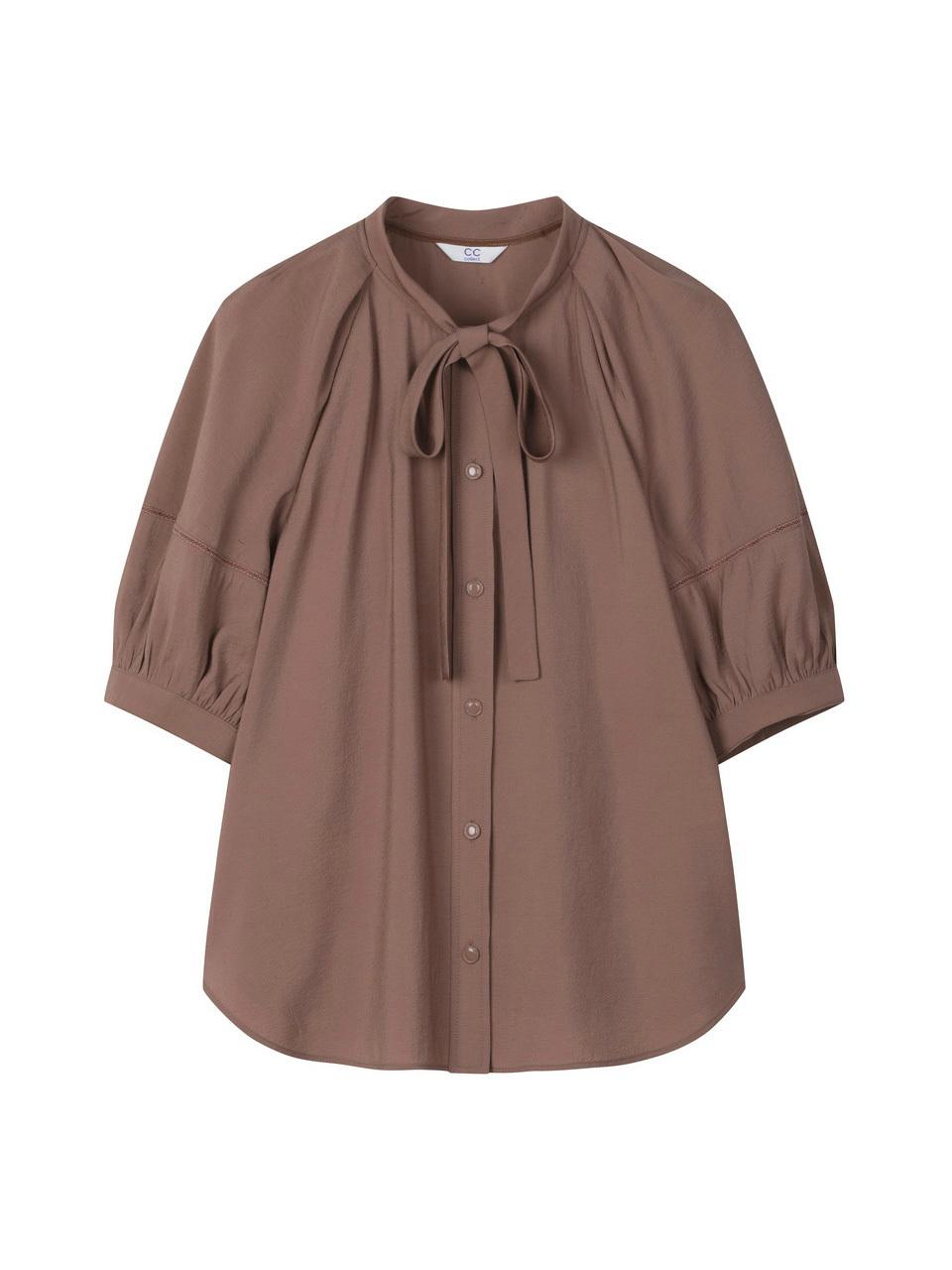 CC collect Neck ribbon Volume Slib Blouse BR