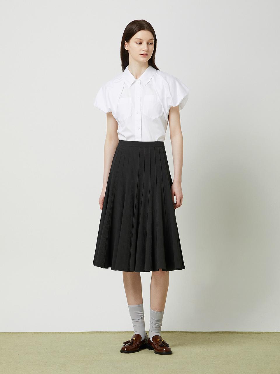 CC collect Pintuck Flared Skirt - Black