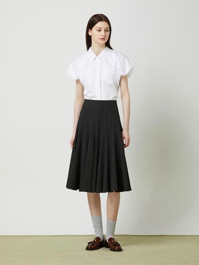 CC collect Pintuck Flared Skirt - Black