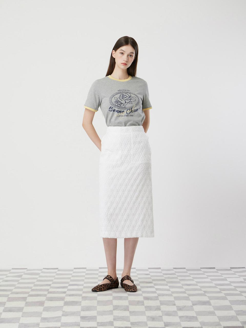 CC collect Rose Print Ringer T-shirt (C252PSM333) [GR]