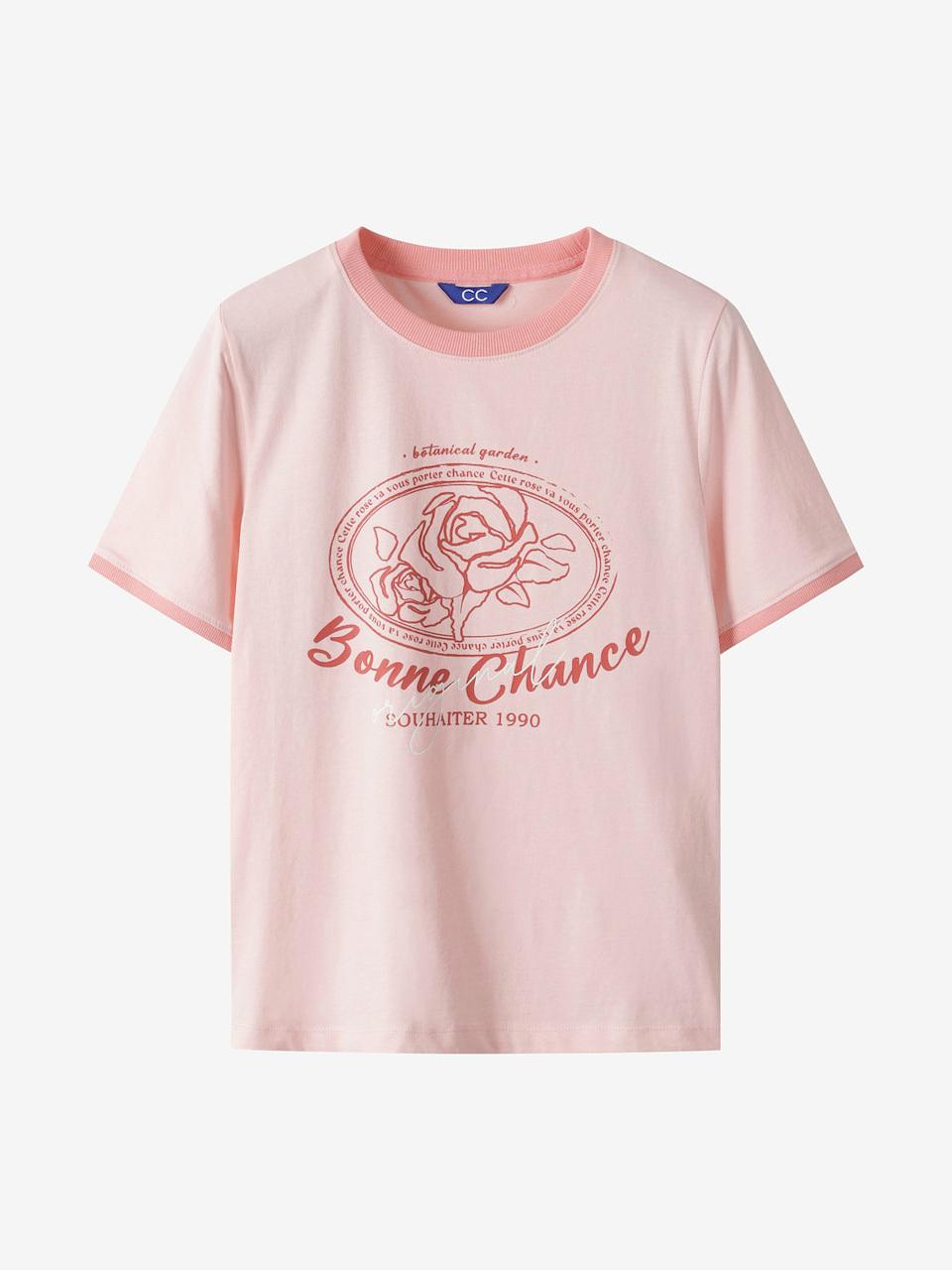 CC collect Rose Print Ringer T-shirt [PK] (C252PSM333)