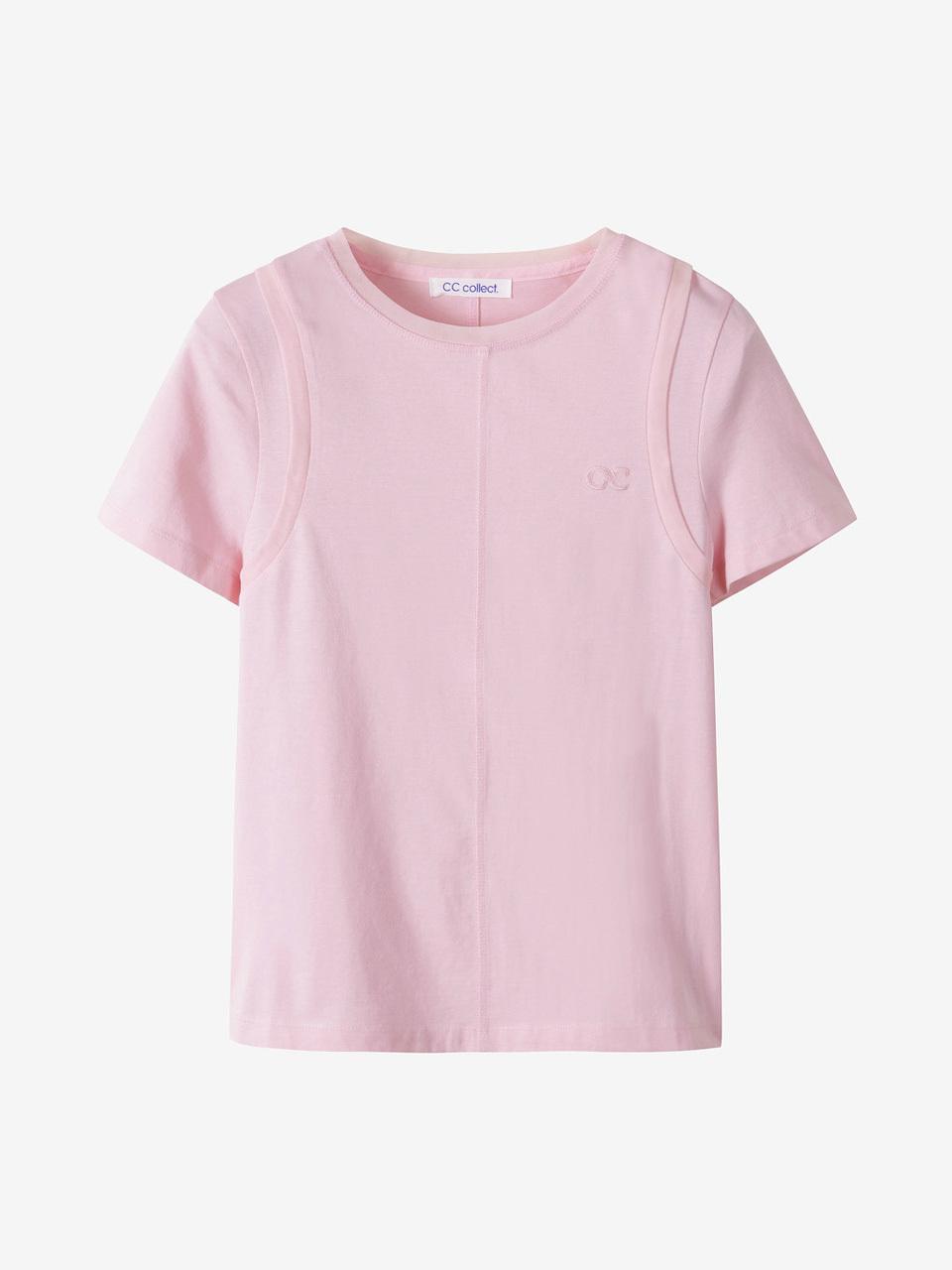 CC collect See-through Contrast Half Sleeve T-shirt (C252PSM054)