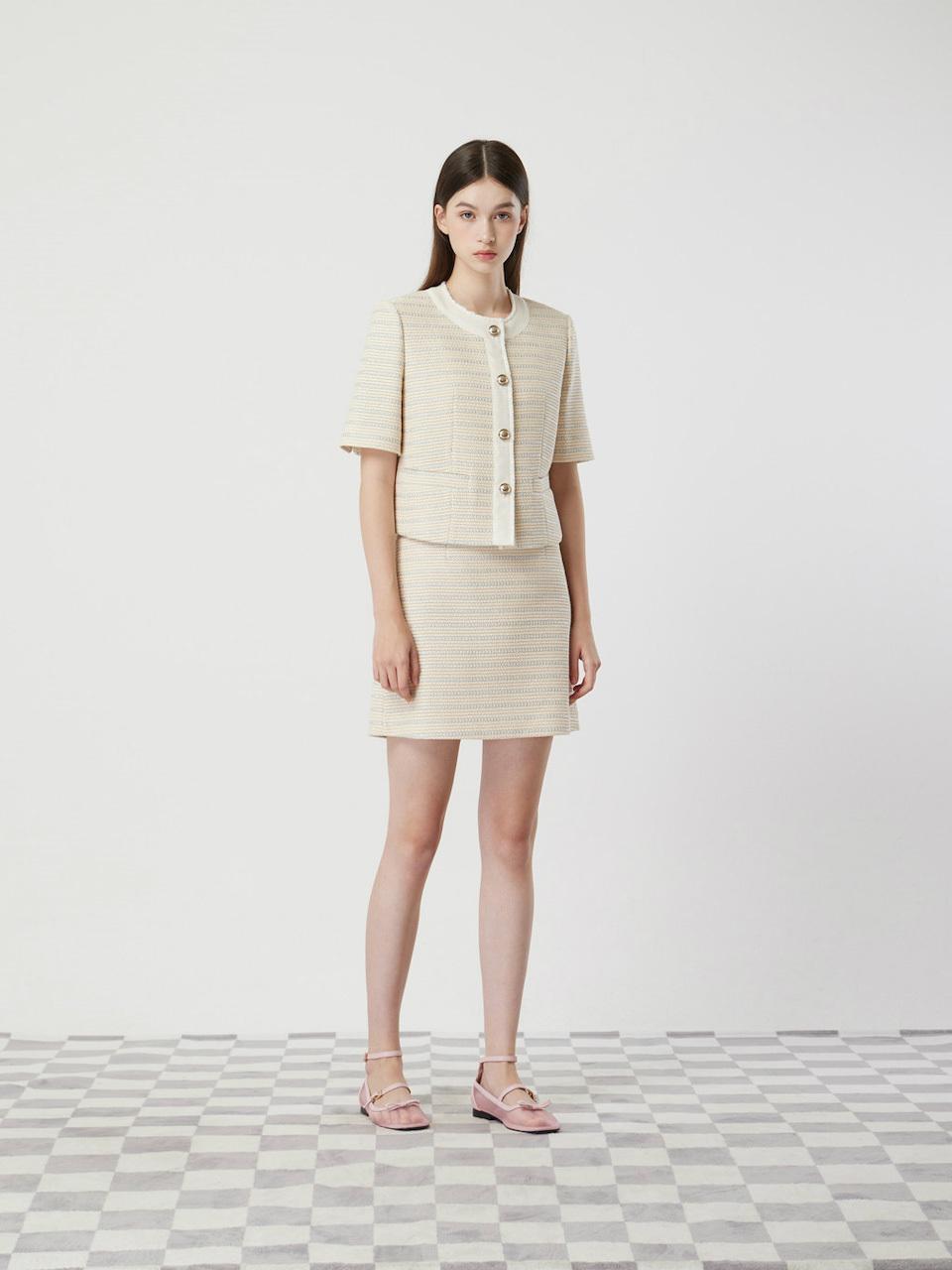 CC collect Semi A-Line Tweed Mini Skirt (C252MSD235)