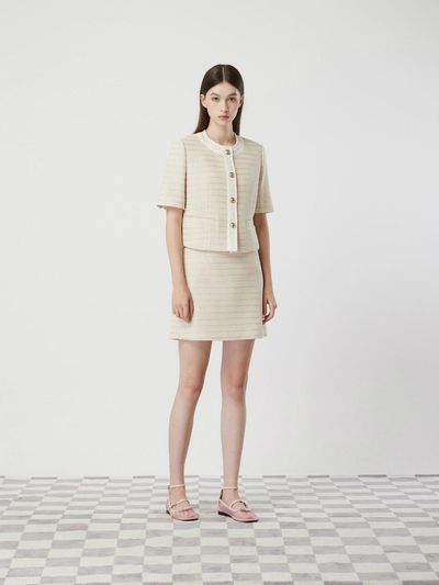 CC collect Semi A-Line Tweed Mini Skirt (C252MSD235)