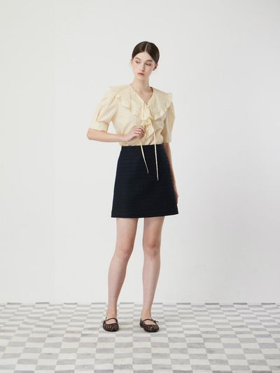 CC collect Semi A-Line Tweed Mini Skirt (DN C252MSD235)