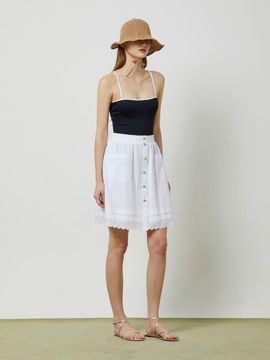 CC collect Shirred Lace Skirt - White