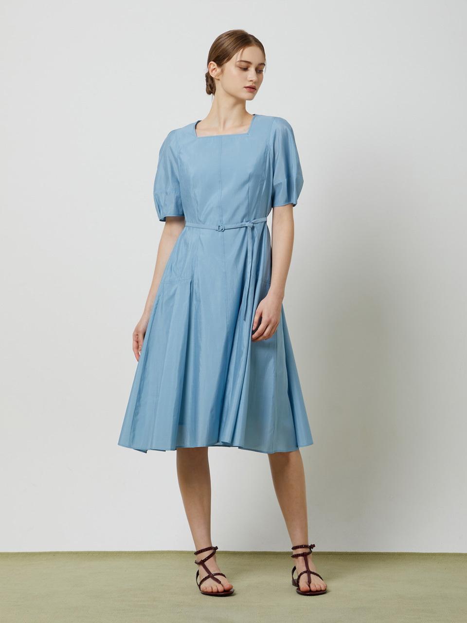 CC collect Square Neck Volume Sleeve Dress (C252MSE138)