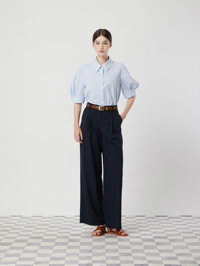 CC collect Striped Balloon Half Sleeve Shirt [LB] (C252PSC139)