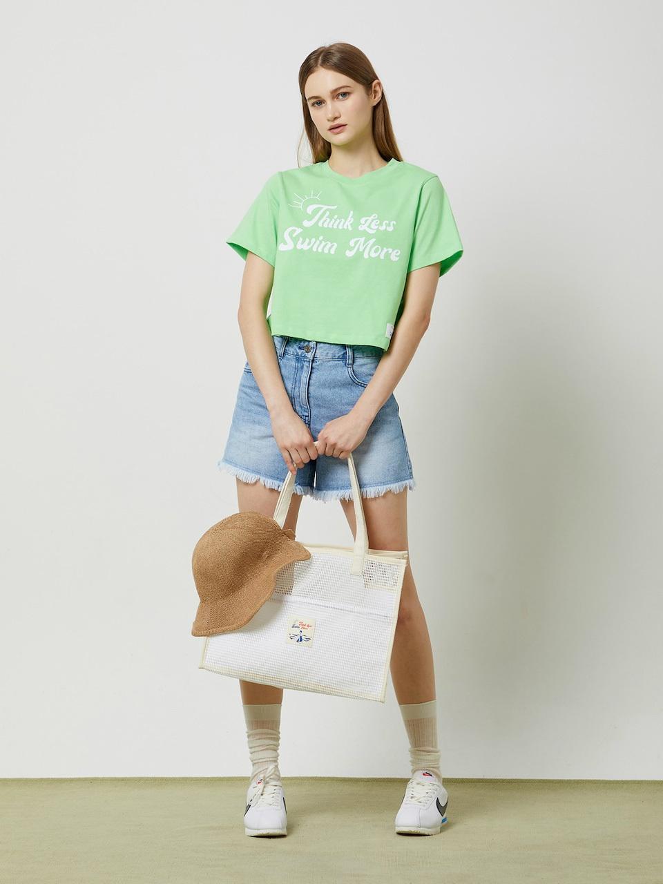 CC collect Swim More Lettering Print T-shirt - Green