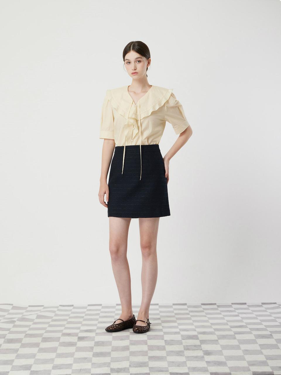 CC collect Tie Ruffle Half-Sleeve Blouse (C252PSC135)