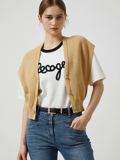 CC collect V-neck cap sleeve knitwear vest BE_C243KSB001
