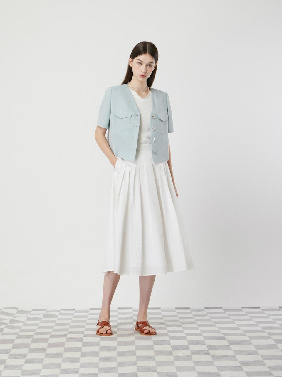 CC collect V-neck flap pocket linen blazer (C252MSF140) [LB]