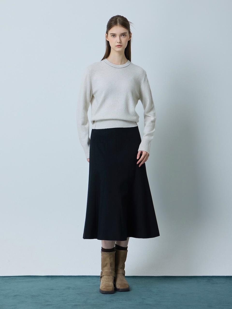 CC collect wool blend flared skirt BK_C244MSD035