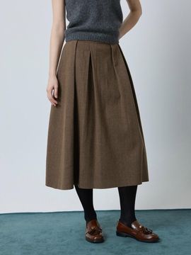 CC collect wool blend tuck flared skirt BR_C244MSD033