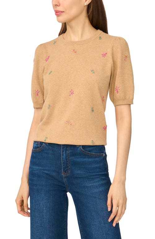 CeCe CeCe Beaded Short Sleeve Crewneck Sweater