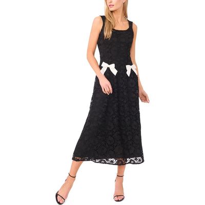 CeCe CeCe Bow Detail Floral Lace Midi Dress