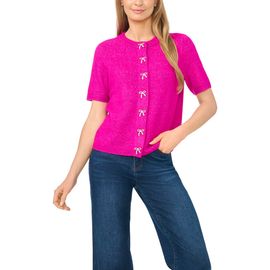CeCe CeCe Bow Detail Short Sleeve Cardigan