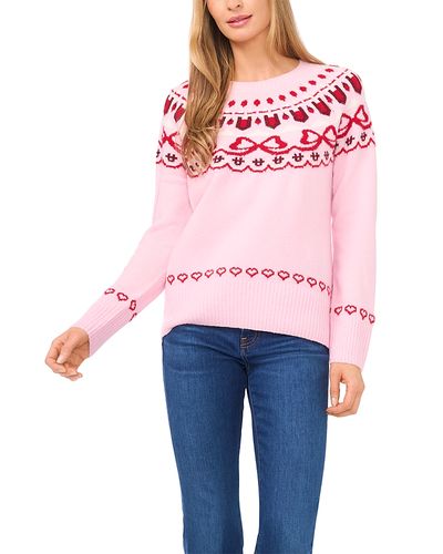 Cece CeCe Bow Fair Isle Raglan Sleeve Sweater