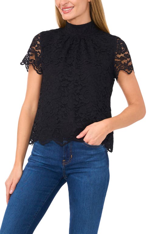 CeCe CeCe Bow Mock Neck Lace Top