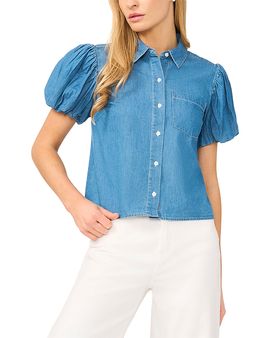 Cece CeCe Bubble Sleeve Denim Shirt