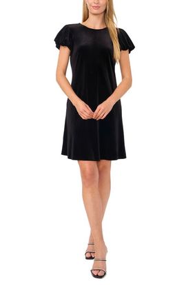 CeCe CeCe Bubble Sleeve Velvet Shift Dress