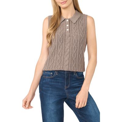 CeCe CeCe Cable Collar Sweater Vest