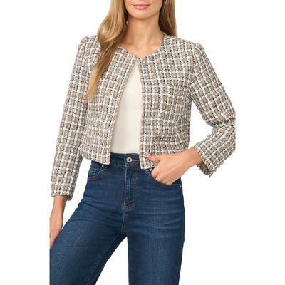 CeCe CeCe Collarless Tweed Jacket