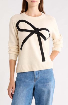 CeCe CeCe Contrast Bow Sweater